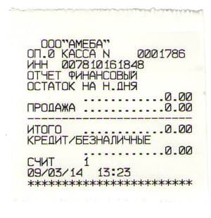 Отчет без гашения Миника 1105К